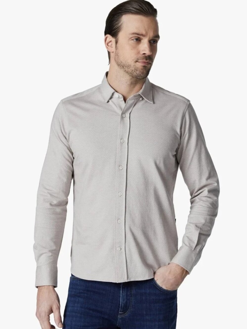34 Heritage Taupe Star Print Jacquard Shirt/25705